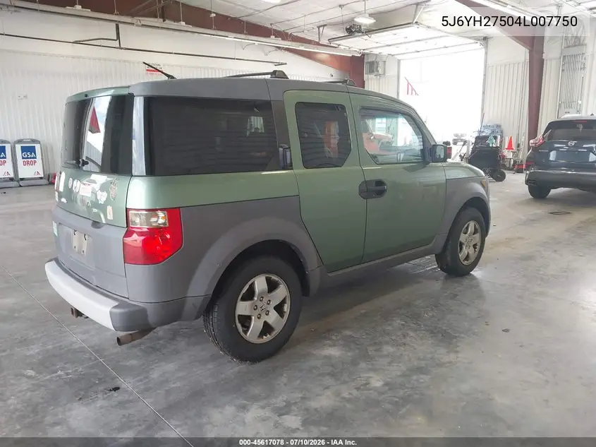 2004 Honda Element Ex VIN: 5J6YH27504L007750 Lot: 45617078