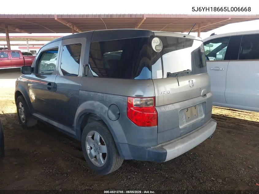 2005 Honda Element Ex VIN: 5J6YH18665L006668 Lot: 45312785