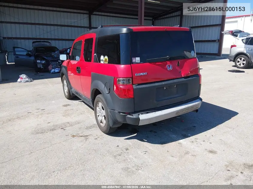 2005 Honda Element Ex VIN: 5J6YH28615L000153 Lot: 45547947