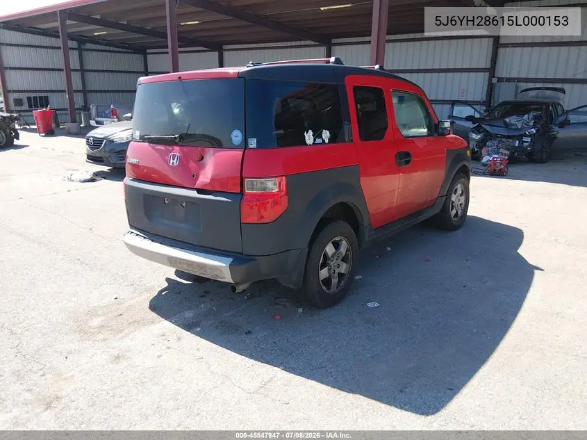 2005 Honda Element Ex VIN: 5J6YH28615L000153 Lot: 45547947