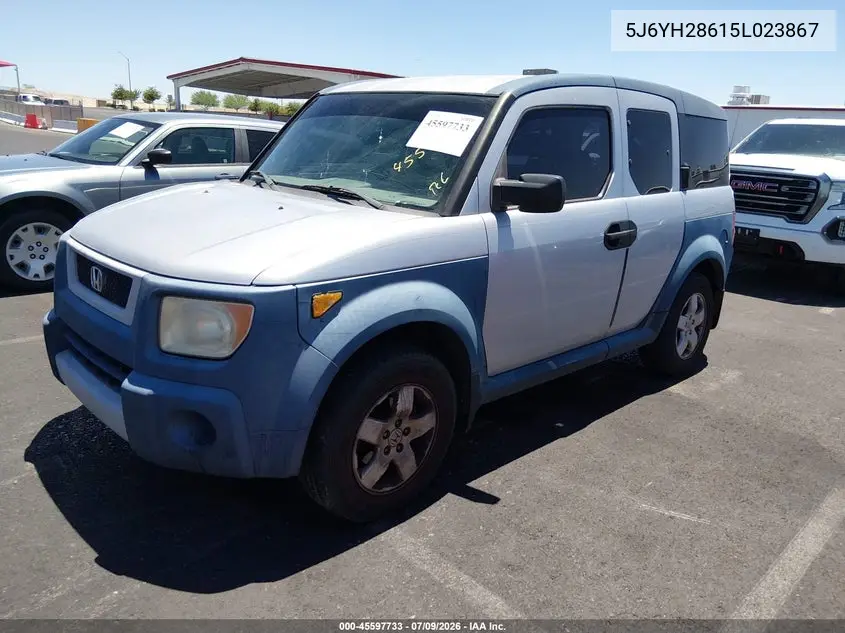 2005 Honda Element Ex VIN: 5J6YH28615L023867 Lot: 45597733