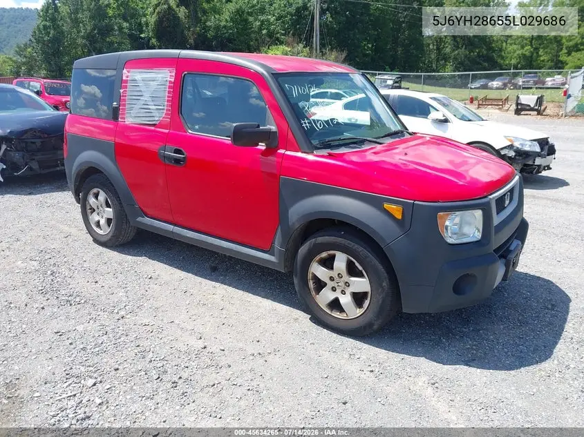 2005 Honda Element Ex VIN: 5J6YH28655L029686 Lot: 45634265