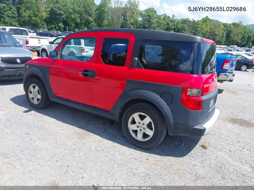 2005 Honda Element Ex VIN: 5J6YH28655L029686 Lot: 45634265