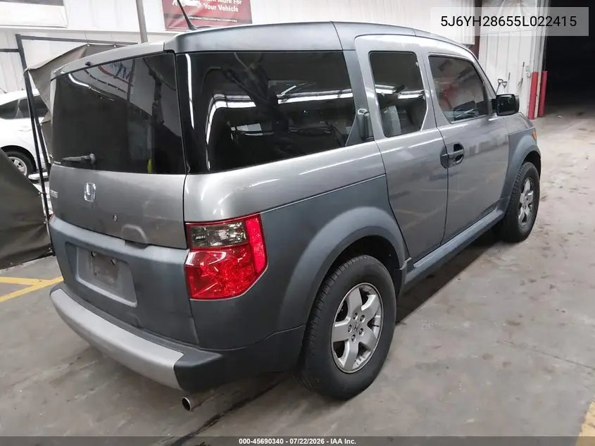 2005 Honda Element Ex VIN: 5J6YH28655L022415 Lot: 45690340