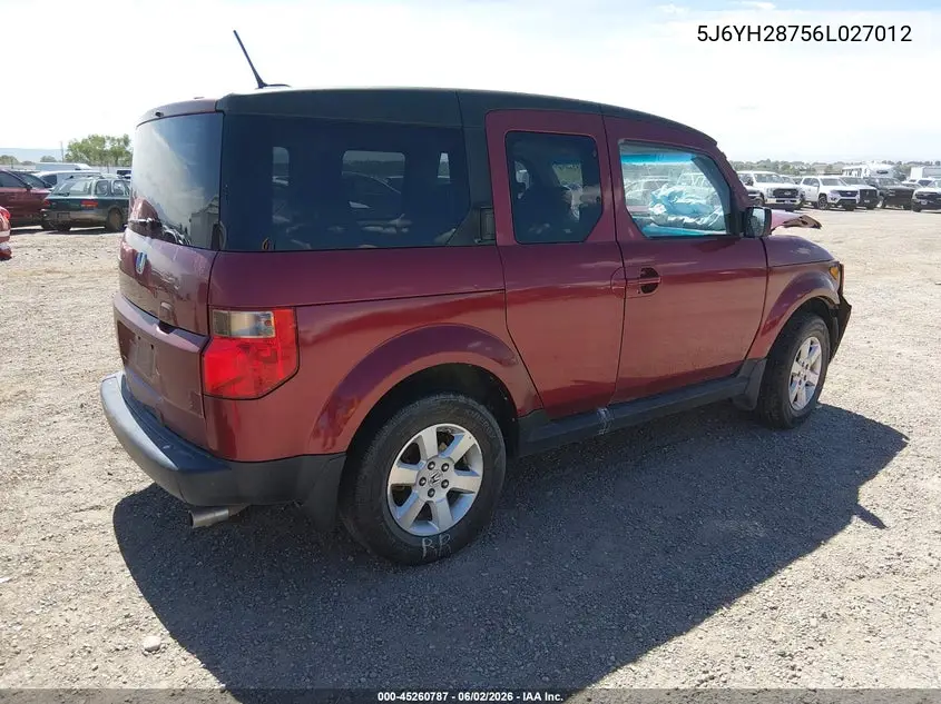 2006 Honda Element Ex-P VIN: 5J6YH28756L027012 Lot: 45260787