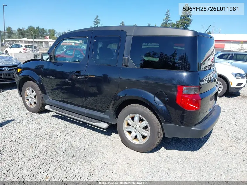 2006 Honda Element Ex-P VIN: 5J6YH28726L011981 Lot: 45275504