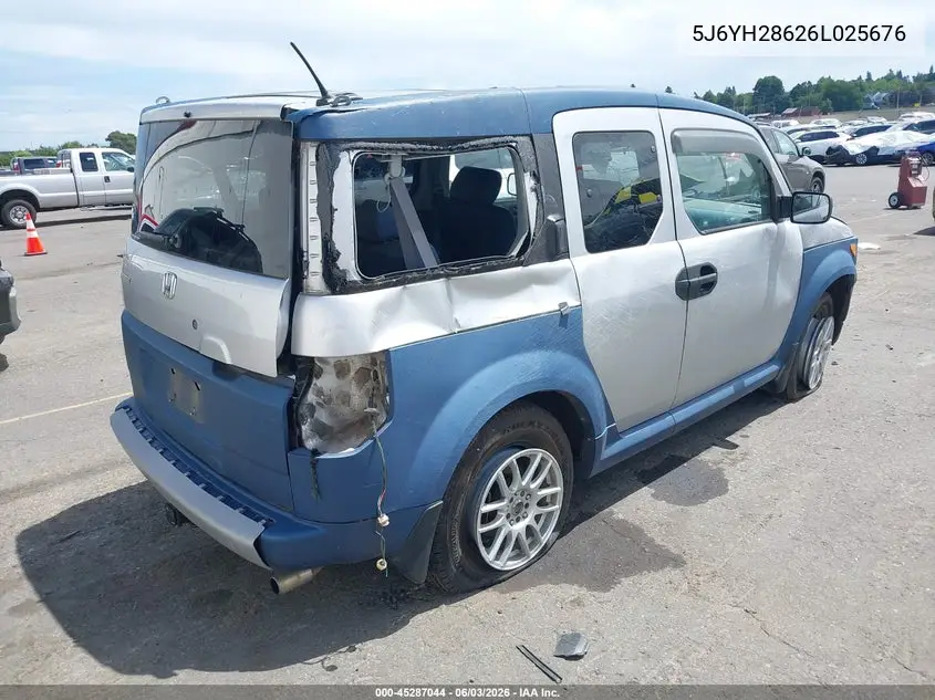 2006 Honda Element Ex VIN: 5J6YH28626L025676 Lot: 45287044