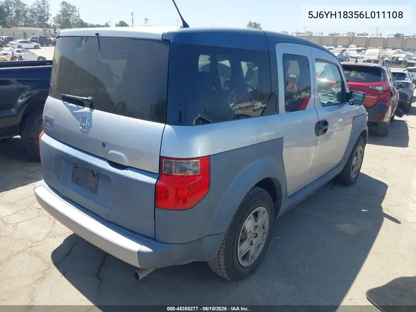 2006 Honda Element Lx VIN: 5J6YH18356L011108 Lot: 45355277