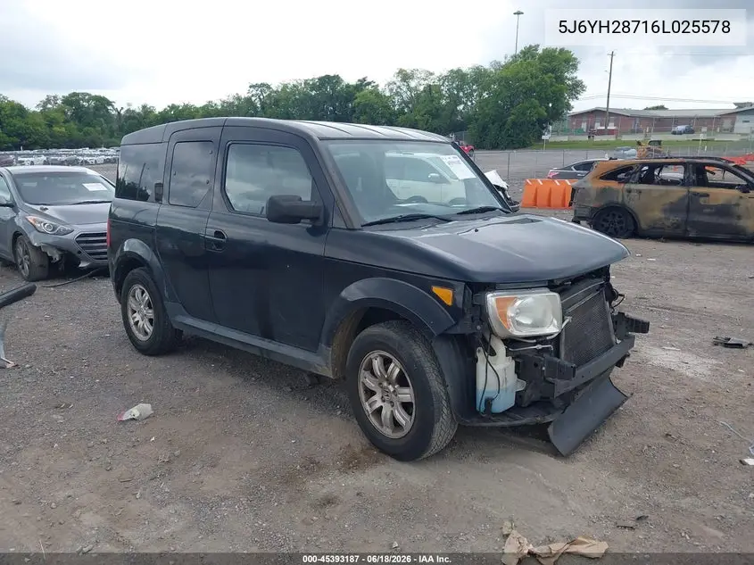 2006 Honda Element Ex-P VIN: 5J6YH28716L025578 Lot: 45393187