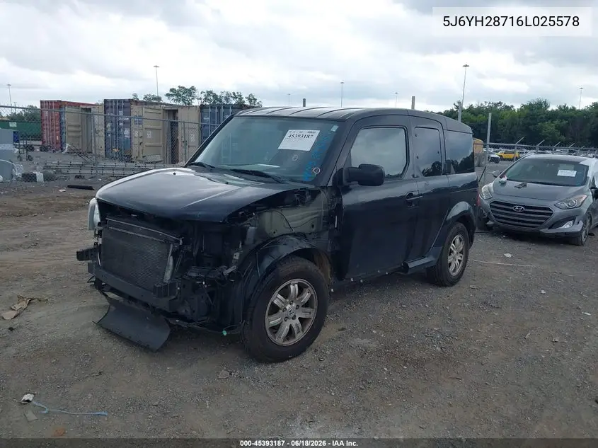 2006 Honda Element Ex-P VIN: 5J6YH28716L025578 Lot: 45393187