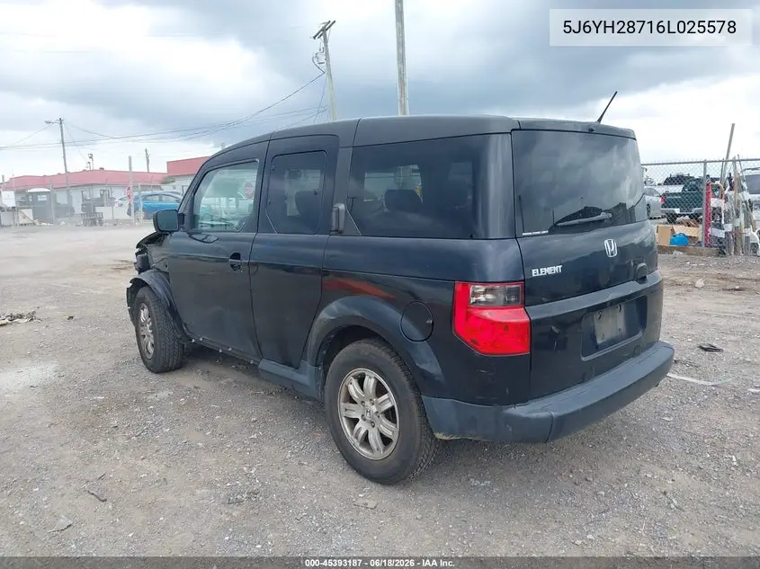 2006 Honda Element Ex-P VIN: 5J6YH28716L025578 Lot: 45393187