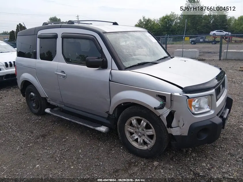 2006 Honda Element Ex-P VIN: 5J6YH18766L004512 Lot: 45476654