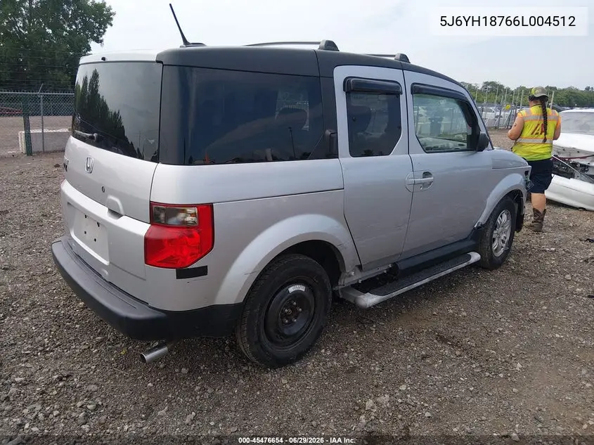 2006 Honda Element Ex-P VIN: 5J6YH18766L004512 Lot: 45476654