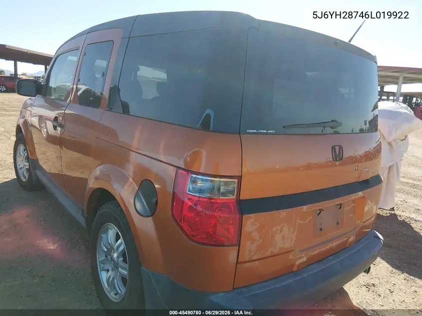 2006 Honda Element Ex-P VIN: 5J6YH28746L019922 Lot: 45490780