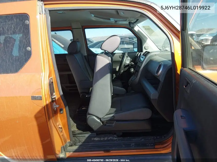 2006 Honda Element Ex-P VIN: 5J6YH28746L019922 Lot: 45490780