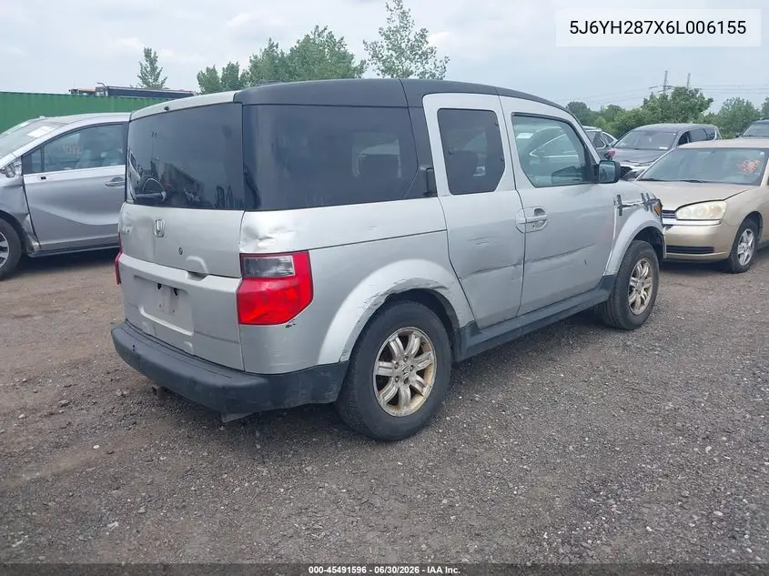 2006 Honda Element Ex-P VIN: 5J6YH287X6L006155 Lot: 45491596