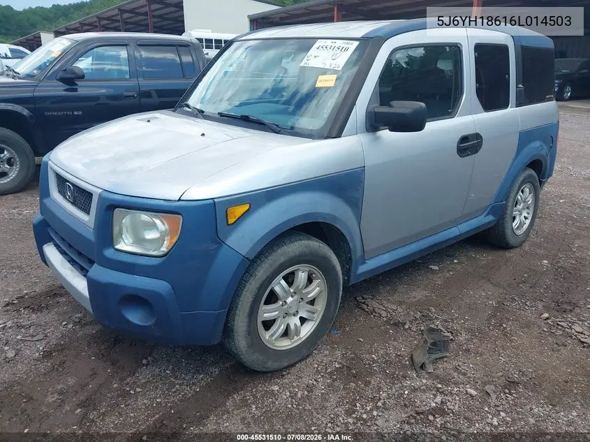2006 Honda Element Ex VIN: 5J6YH18616L014503 Lot: 45531510