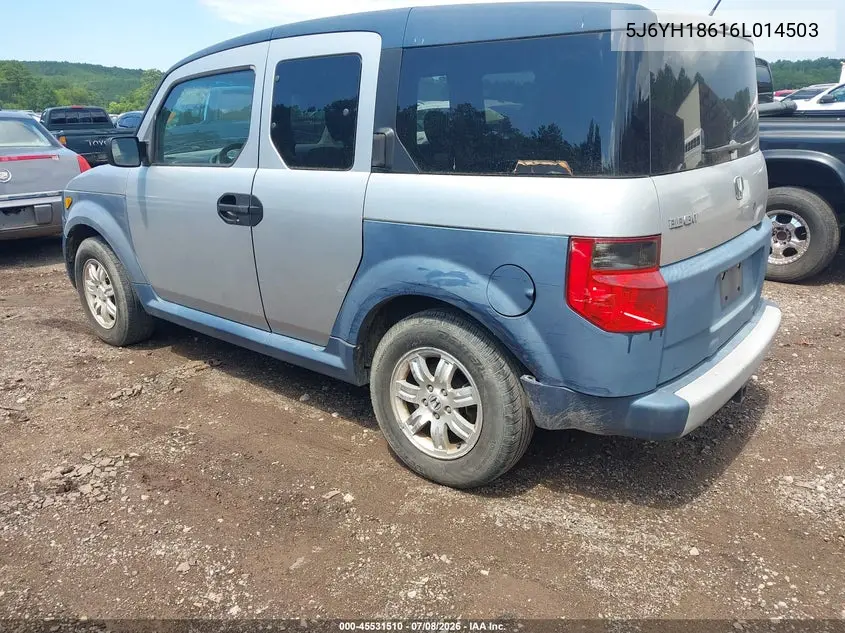 2006 Honda Element Ex VIN: 5J6YH18616L014503 Lot: 45531510