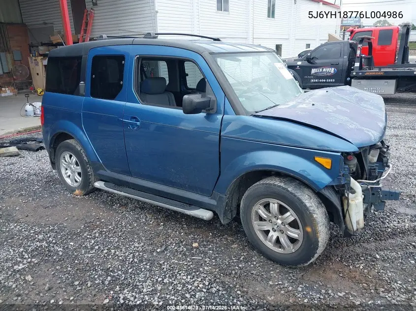 2006 Honda Element Ex-P VIN: 5J6YH18776L004986 Lot: 45614673