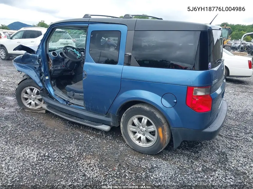 2006 Honda Element Ex-P VIN: 5J6YH18776L004986 Lot: 45614673