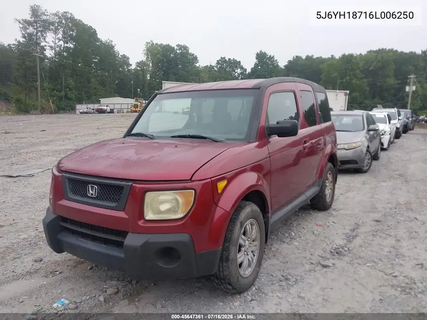 2006 Honda Element Ex-P VIN: 5J6YH18716L006250 Lot: 45647361