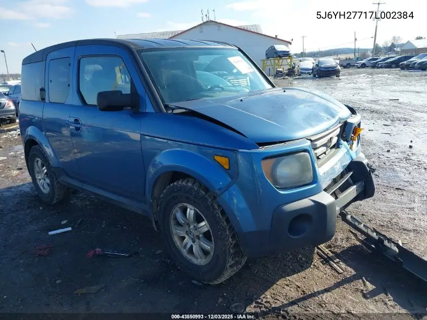 5J6YH27717L002384 2007 Honda Element Ex