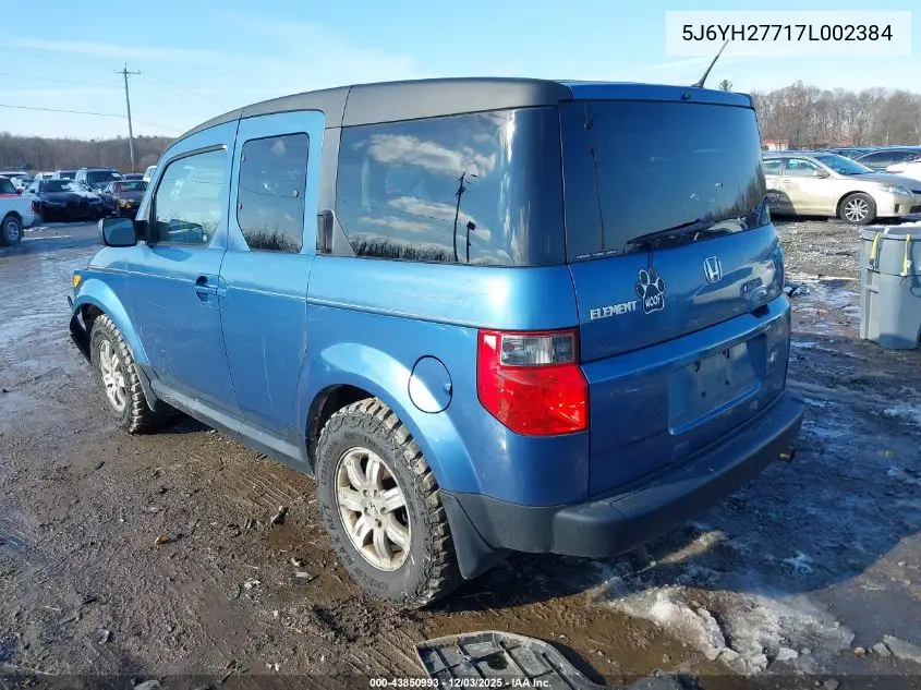 5J6YH27717L002384 2007 Honda Element Ex