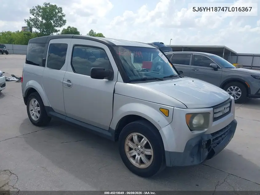 2007 Honda Element Ex VIN: 5J6YH18747L016367 Lot: 45310049