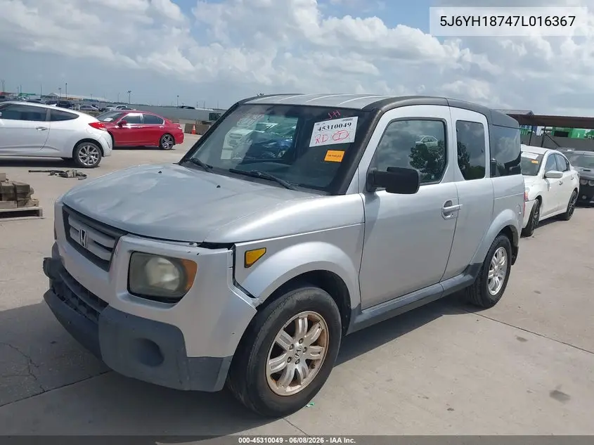 2007 Honda Element Ex VIN: 5J6YH18747L016367 Lot: 45310049