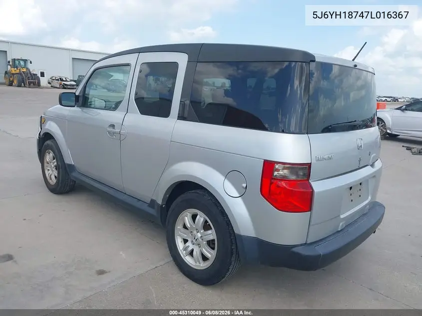 2007 Honda Element Ex VIN: 5J6YH18747L016367 Lot: 45310049