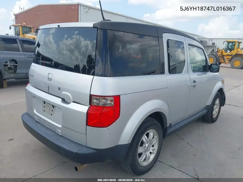 2007 Honda Element Ex VIN: 5J6YH18747L016367 Lot: 45310049
