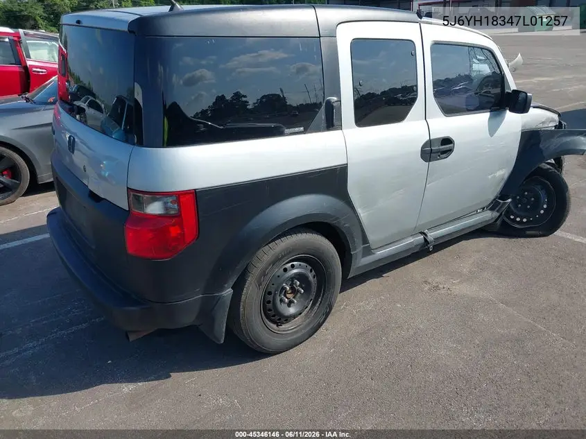 2007 Honda Element Lx VIN: 5J6YH18347L01257 Lot: 45346146