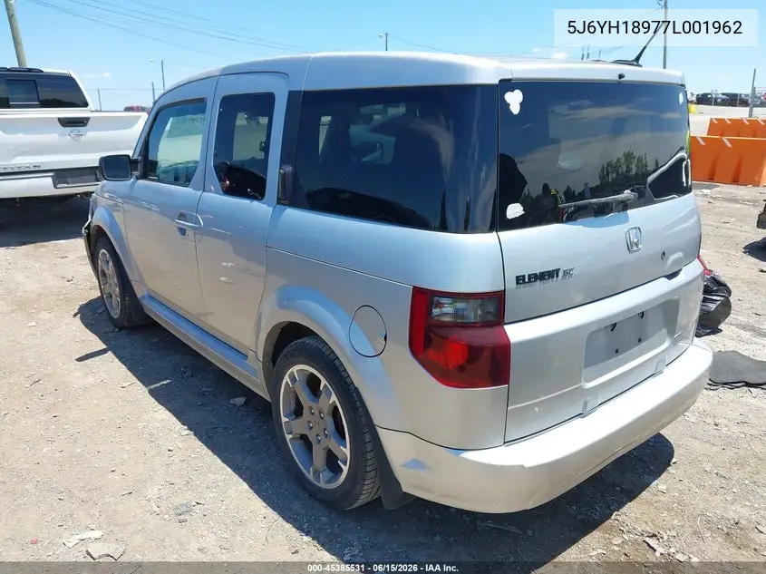 2007 Honda Element Sc VIN: 5J6YH18977L001962 Lot: 45385531