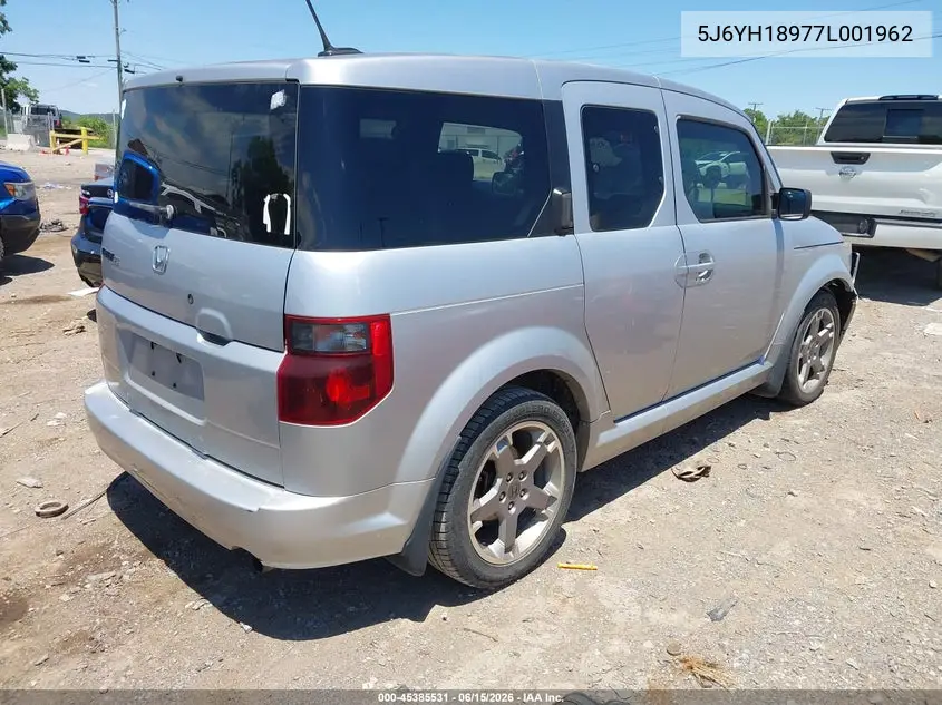 2007 Honda Element Sc VIN: 5J6YH18977L001962 Lot: 45385531