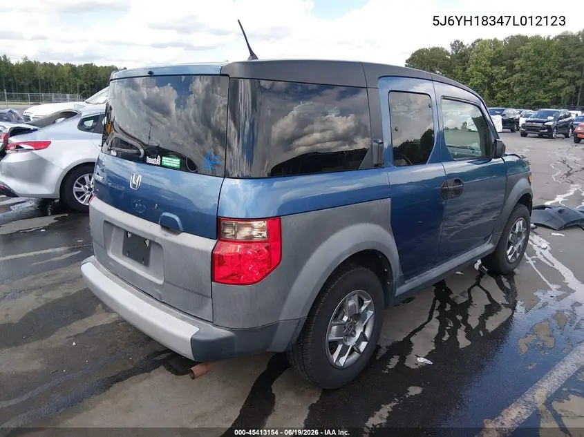 2007 Honda Element Lx VIN: 5J6YH18347L012123 Lot: 45413154