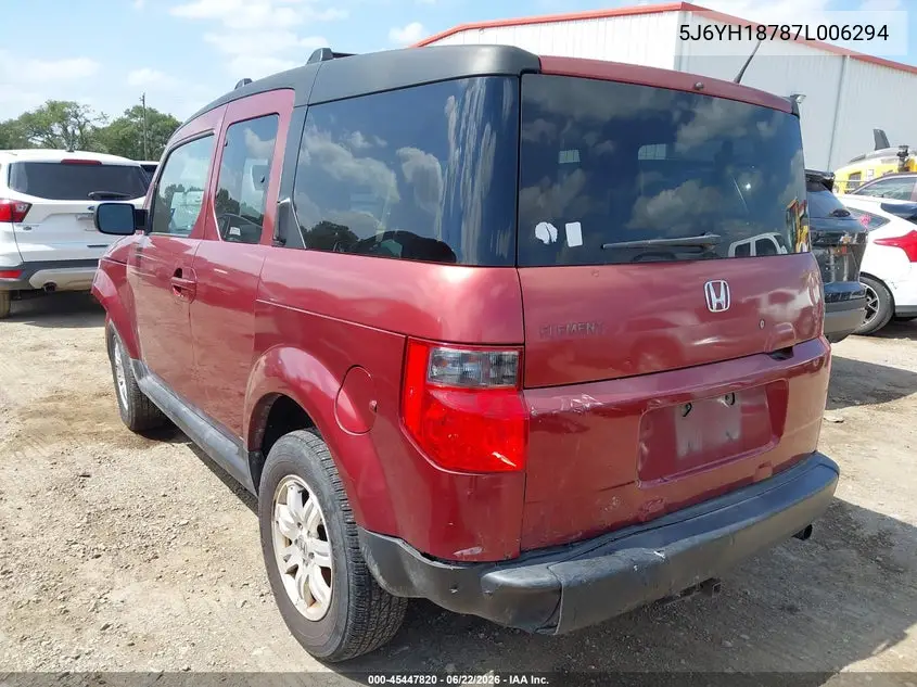 2007 Honda Element Ex VIN: 5J6YH18787L006294 Lot: 45447820