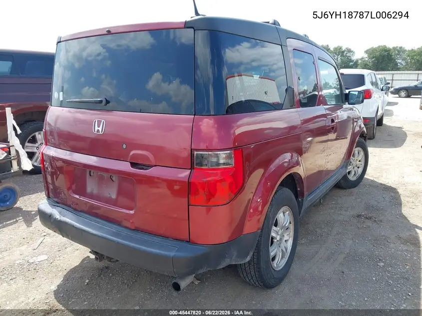 2007 Honda Element Ex VIN: 5J6YH18787L006294 Lot: 45447820