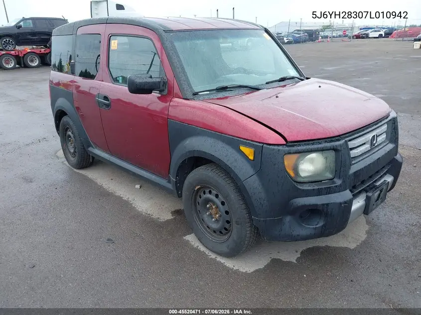 2007 Honda Element Lx VIN: 5J6YH28307L010942 Lot: 45520471