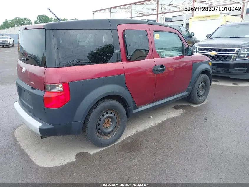 2007 Honda Element Lx VIN: 5J6YH28307L010942 Lot: 45520471