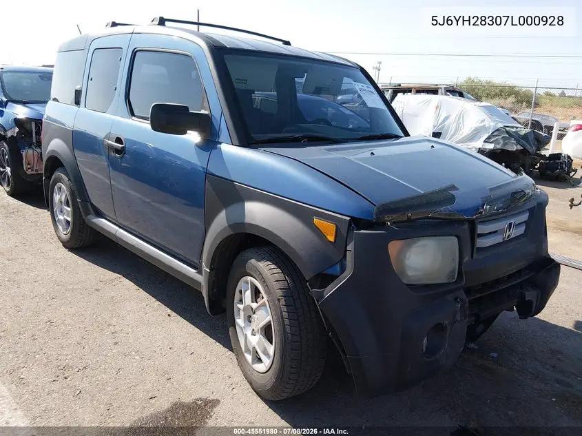 2007 Honda Element Lx VIN: 5J6YH28307L000928 Lot: 45551980
