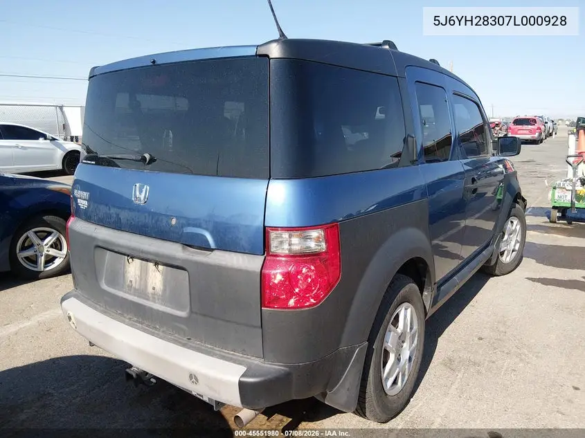 2007 Honda Element Lx VIN: 5J6YH28307L000928 Lot: 45551980