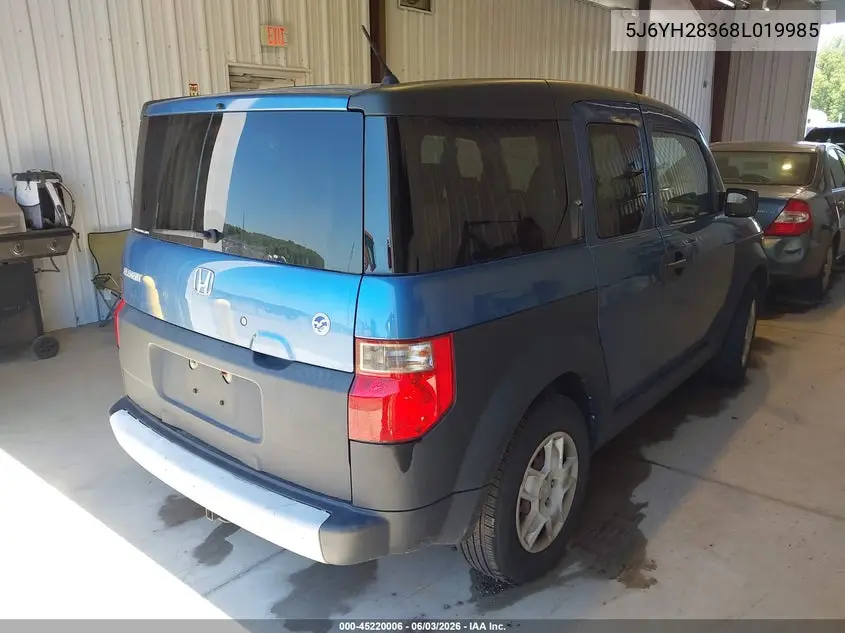 2008 Honda Element Lx VIN: 5J6YH28368L019985 Lot: 45220006