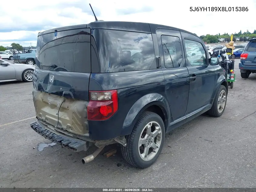 2008 Honda Element Sc VIN: 5J6YH189X8L015386 Lot: 45314851