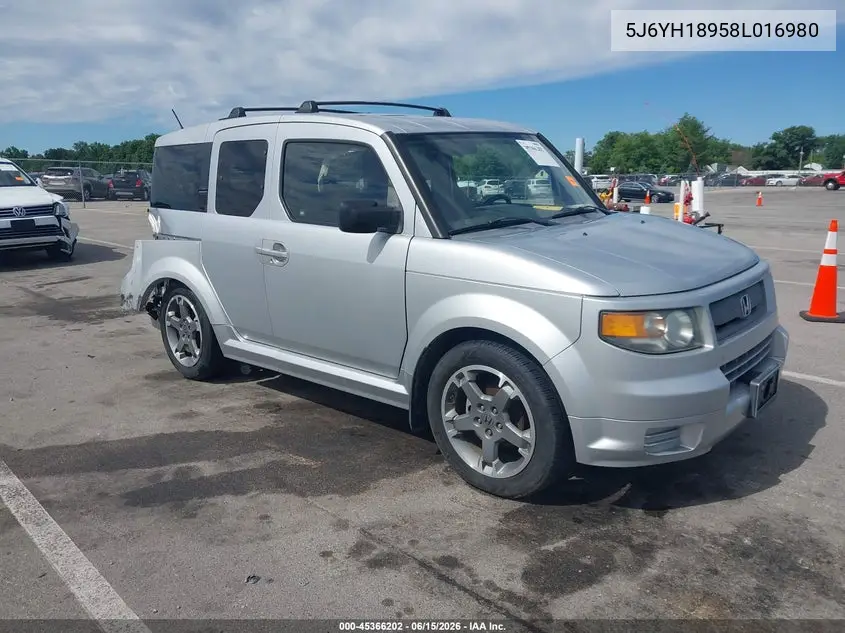 2008 Honda Element Sc VIN: 5J6YH18958L016980 Lot: 45366202