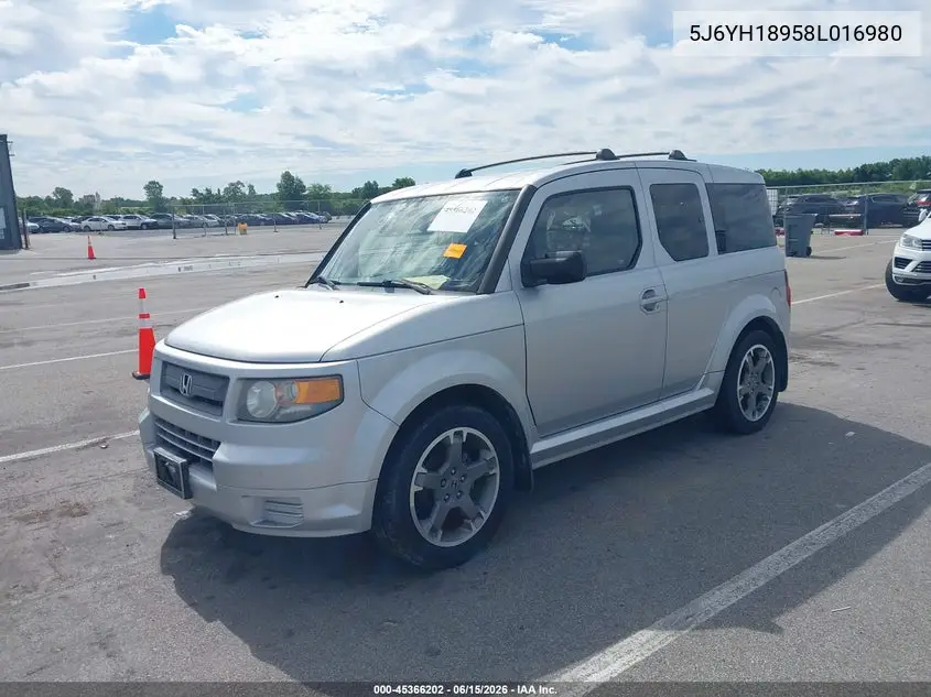 2008 Honda Element Sc VIN: 5J6YH18958L016980 Lot: 45366202