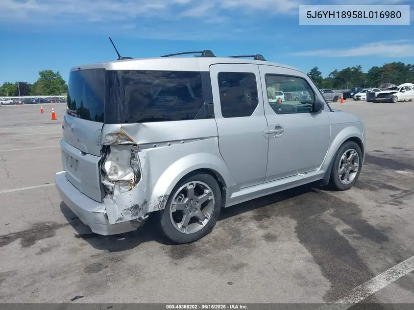 2008 Honda Element Sc VIN: 5J6YH18958L016980 Lot: 45366202