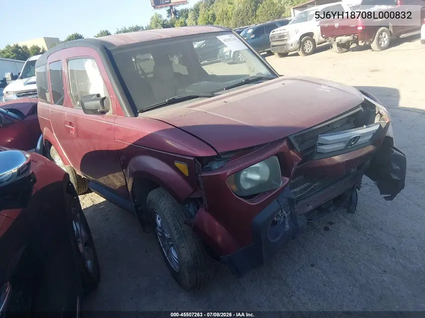 2008 Honda Element Ex VIN: 5J6YH18708L000832 Lot: 45507263