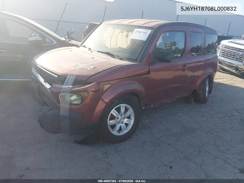 2008 Honda Element Ex VIN: 5J6YH18708L000832 Lot: 45507263
