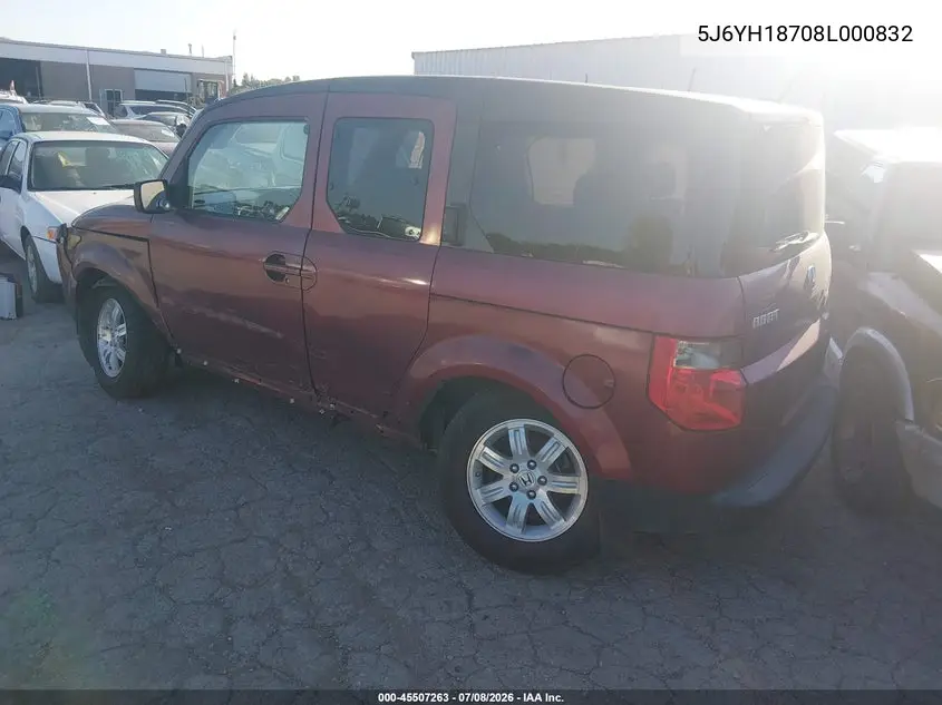 2008 Honda Element Ex VIN: 5J6YH18708L000832 Lot: 45507263