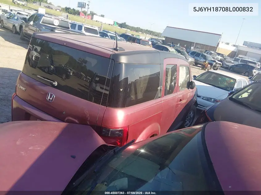 2008 Honda Element Ex VIN: 5J6YH18708L000832 Lot: 45507263